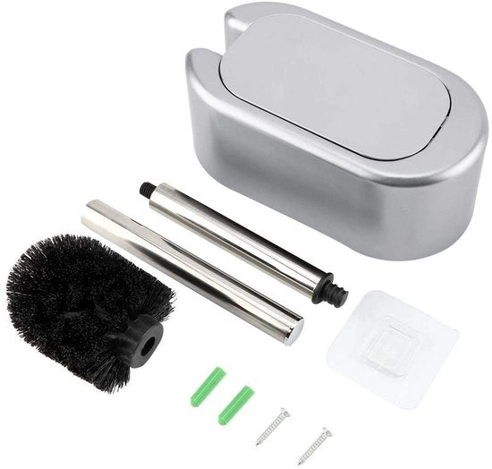 Set di spazzole per il bagno con asta di sostegno - Spazzola per il bagno nera - Accessori per la stanza da bagno - Manico - Setole segnate - Set di spazzole per il bagno