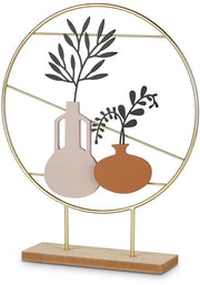 Vaso decorativo per fiori - Per interni - Ø 28 cm - Legno e metallo