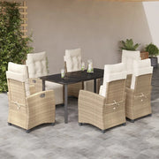 Set da Pranzo da Giardino 7 pz con Cuscini Beige in Polyrattan 3213013