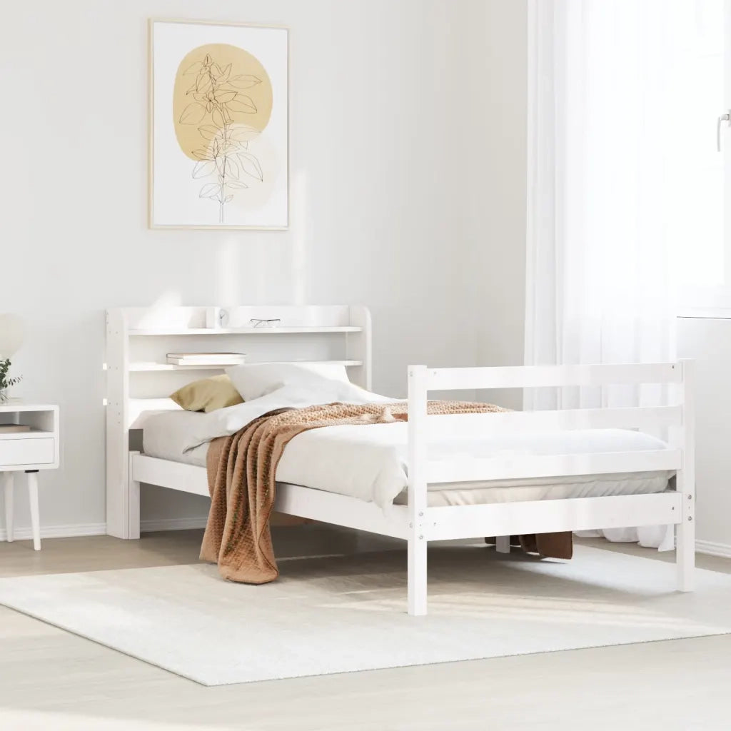 Giroletto con Testiera senza Materasso-Struttura Letto Bianco 90x190 cm 667075