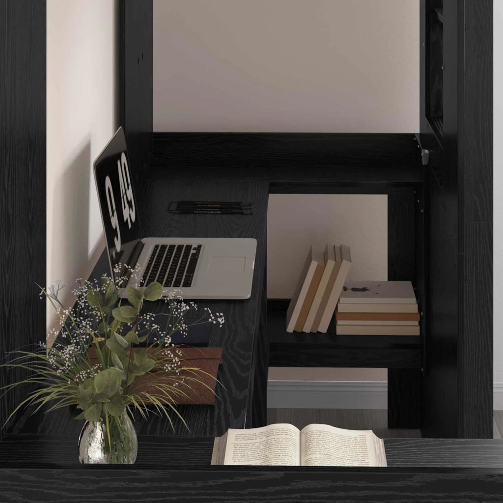 Struttura letto a castello con scrivania Rovere Nero 3410428