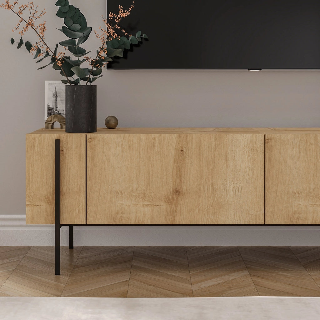 Porta TV in legno "Herman" - 160 x 31 x 45 cm - Beige