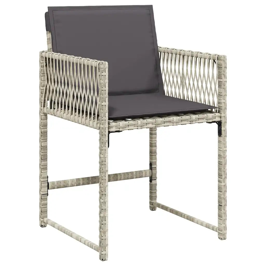 Set Pranzo Giardino 11pz con Cuscini Grigio Chiaro Polyrattan 3211691