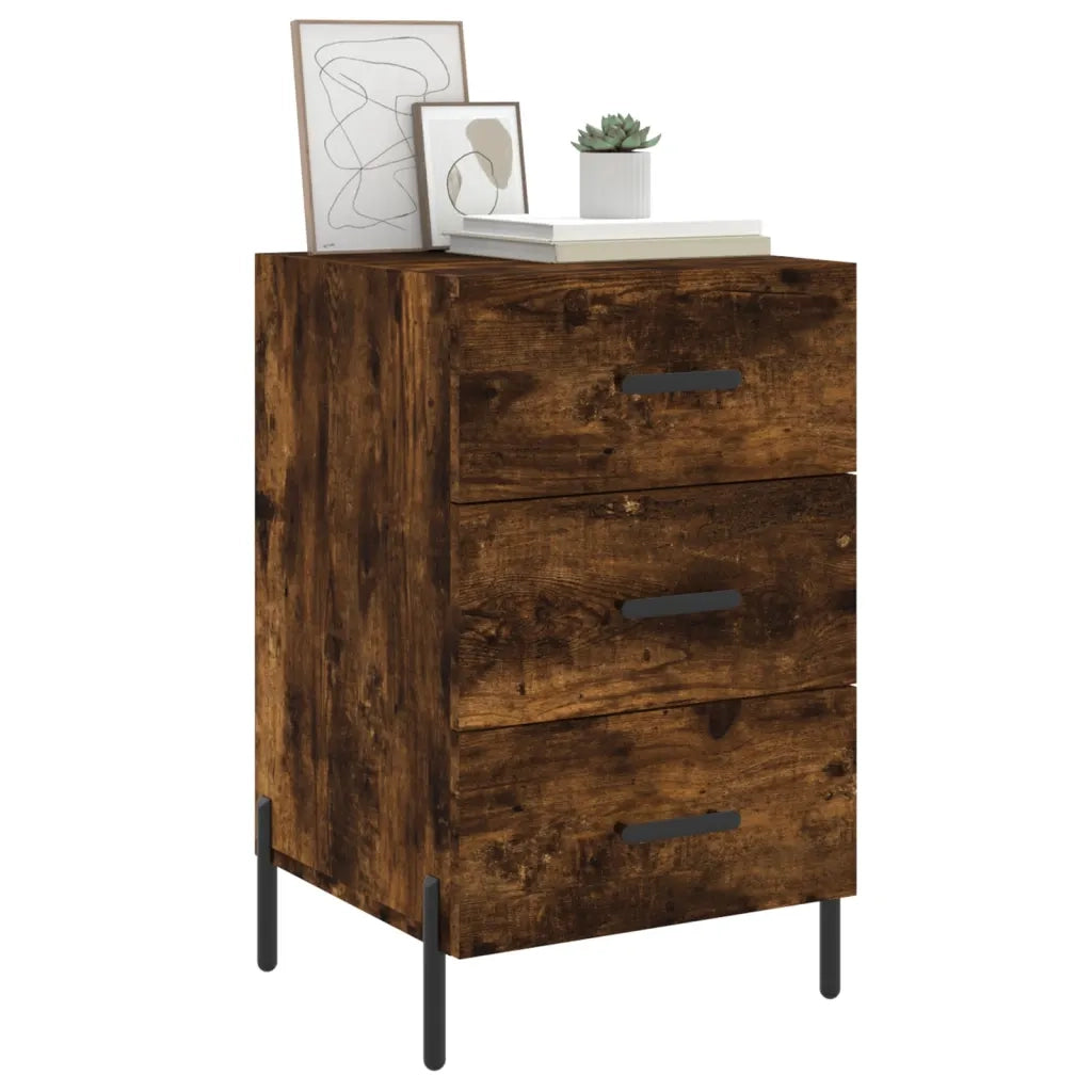 Comodino | Armadio da Notte | Mobiletto da notte Rovere Fumo 40x40x66 cm in Legno Multistrato
