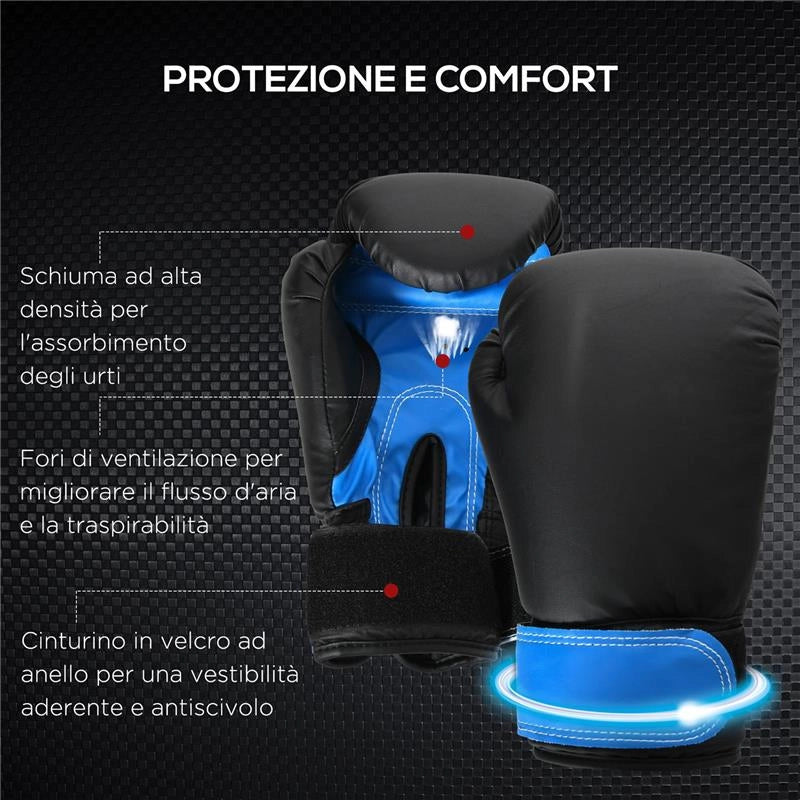 SET SACCO DA BOXE DA APPENDERE CON GUANTONI SACCO PER PUGILATO A 3 STRATI CON BORSA DI TRASPORTO BLU
