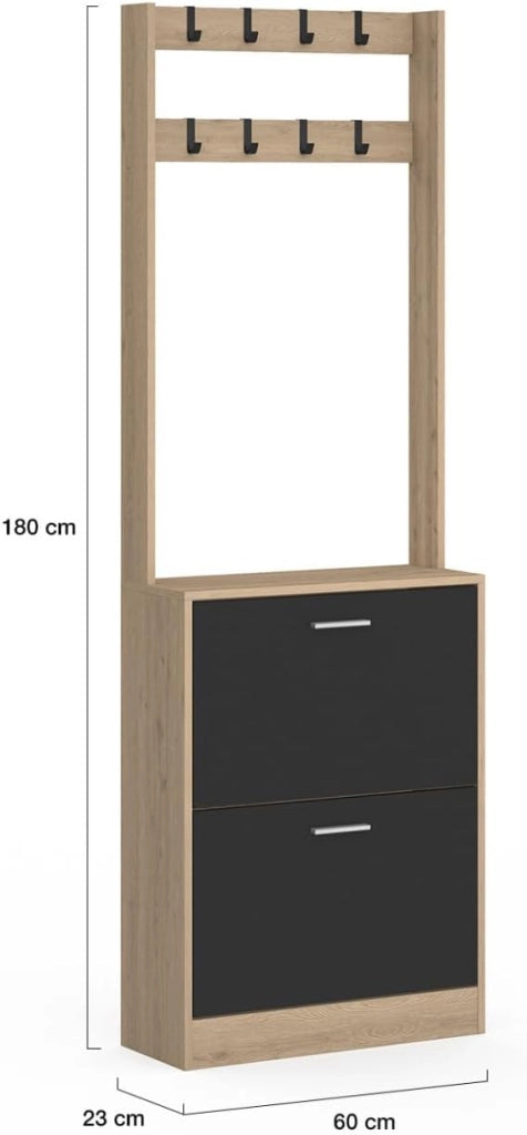 Scarpiera KLARK a 2 ante in legno ed effetto nero