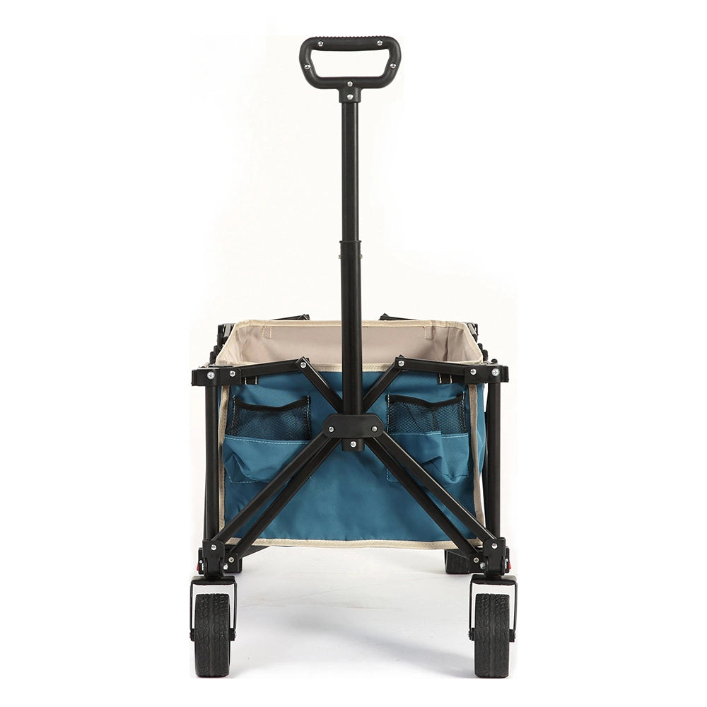 Carrello pieghevole per esterni - Xylo - Ruote fuoristrada, manico regolabile, robusto, per campeggio, shopping, pesca sportiva - Blu