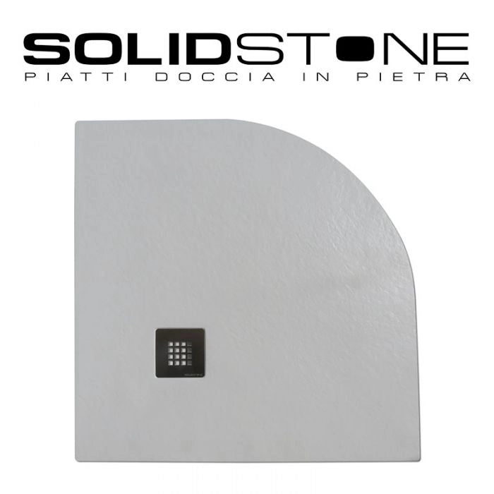 Piatto doccia Semicircolare raggio 55 in pietra SOLIDSTONE alto 2,8 cm - Bianco - Misura: 100x100 x 2,8h