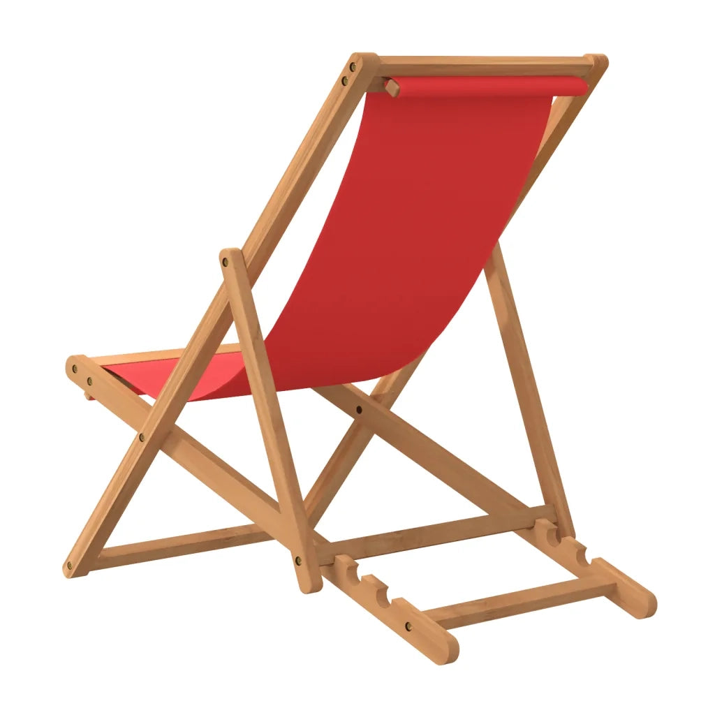 Sedia da Giardino | Sedia da Spiaggia Pieghevole in Legno Massello di Teak Rossa