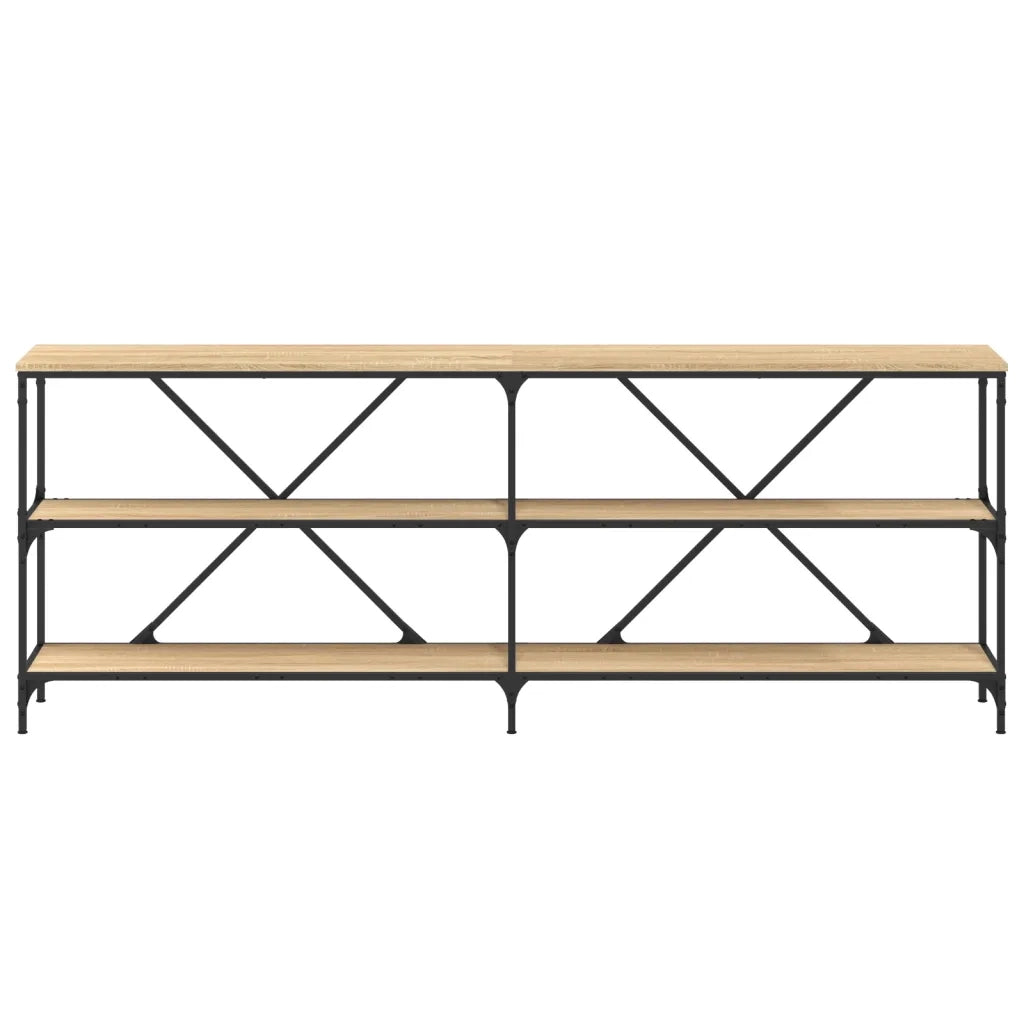 Tavolo Consolle Rovere Sonoma 200x30x75 cm Multistrato e Ferro 832859