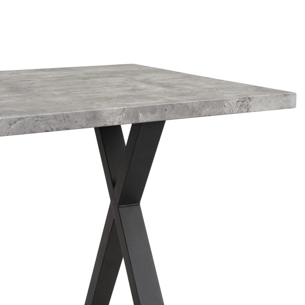 Tavolo moderno in MDF e metallo grigio e nero con gambe incrociate
