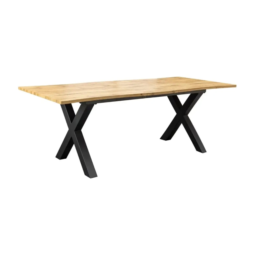Tavolo da pranzo RIVET - Estensibile 160 a 200 cm - Legno e metallo nero - Stile industriale