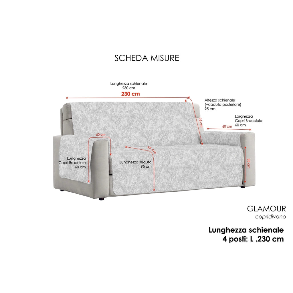 Copridivano con Copri Braccioli Seduta 125 cm in Poliestere e Cotone Panna