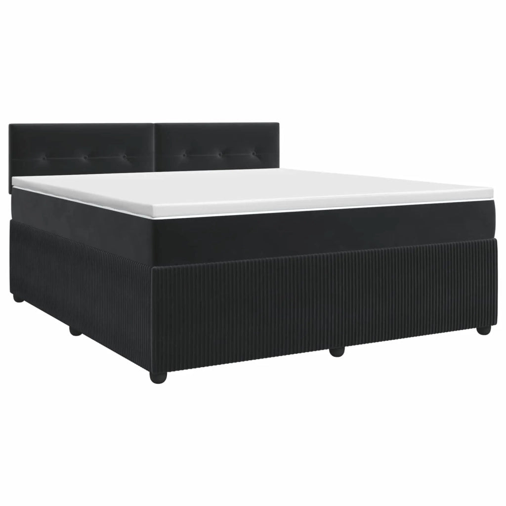 Letto box spring con materasso Nero 160 x 200 cm Velluto 3451711