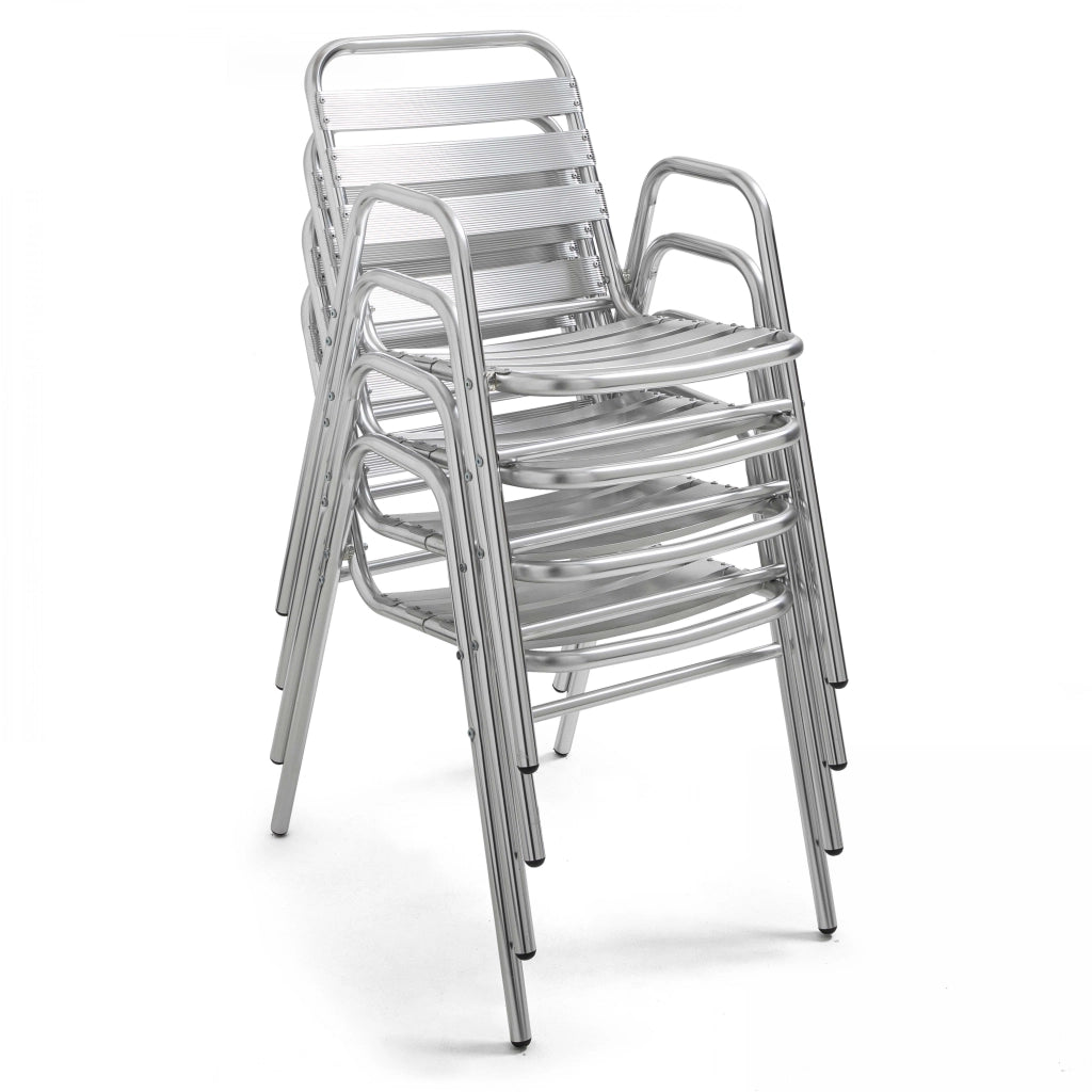 Oviala - Sedia da giardino impilabile in alluminio grigio chiaro