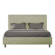 Letto matrimoniale francese senza rete imbottito 140x190 microfibra tè verde Agueda