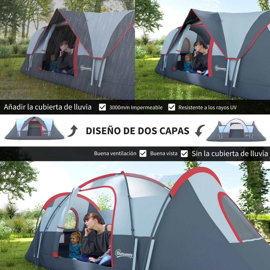 Tenda da campeggio 6 posti ¨C zephmum ¨C 455x220x180 cm grigio impermeabile