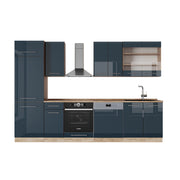 Cucina componibile Fame-Line Blu scuro lucido/Rovere dorato 300 cm, PL Rovere Vicco