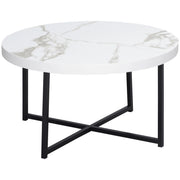 Tavolino da caff¨¨ rotondo con piano in marmo effetto e gambe in metallo ¨C Minimal ¨C Bianco 80x80x45