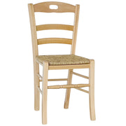 Sedia da cucina Loris in legno naturale con seduta in paglia per casa ristorante