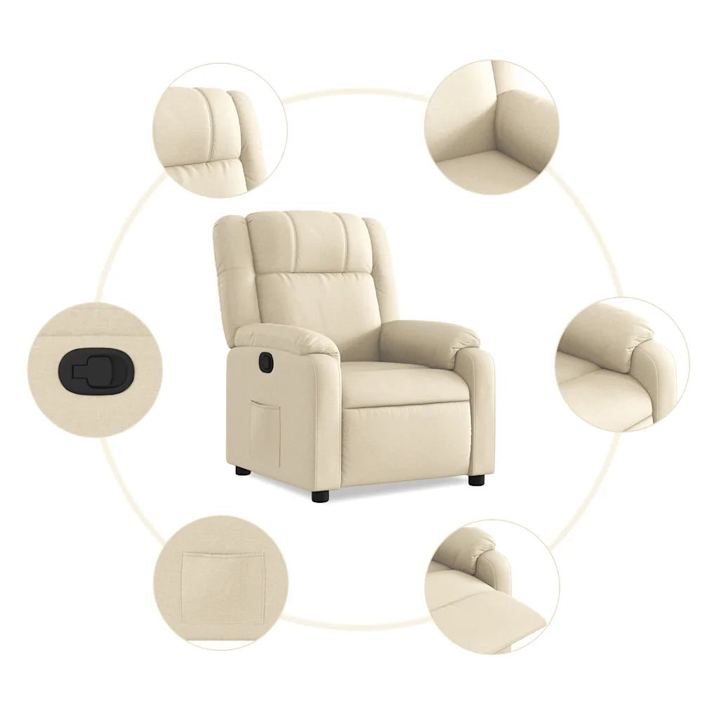 Poltrona Reclinabile in Tessuto Crema 373545