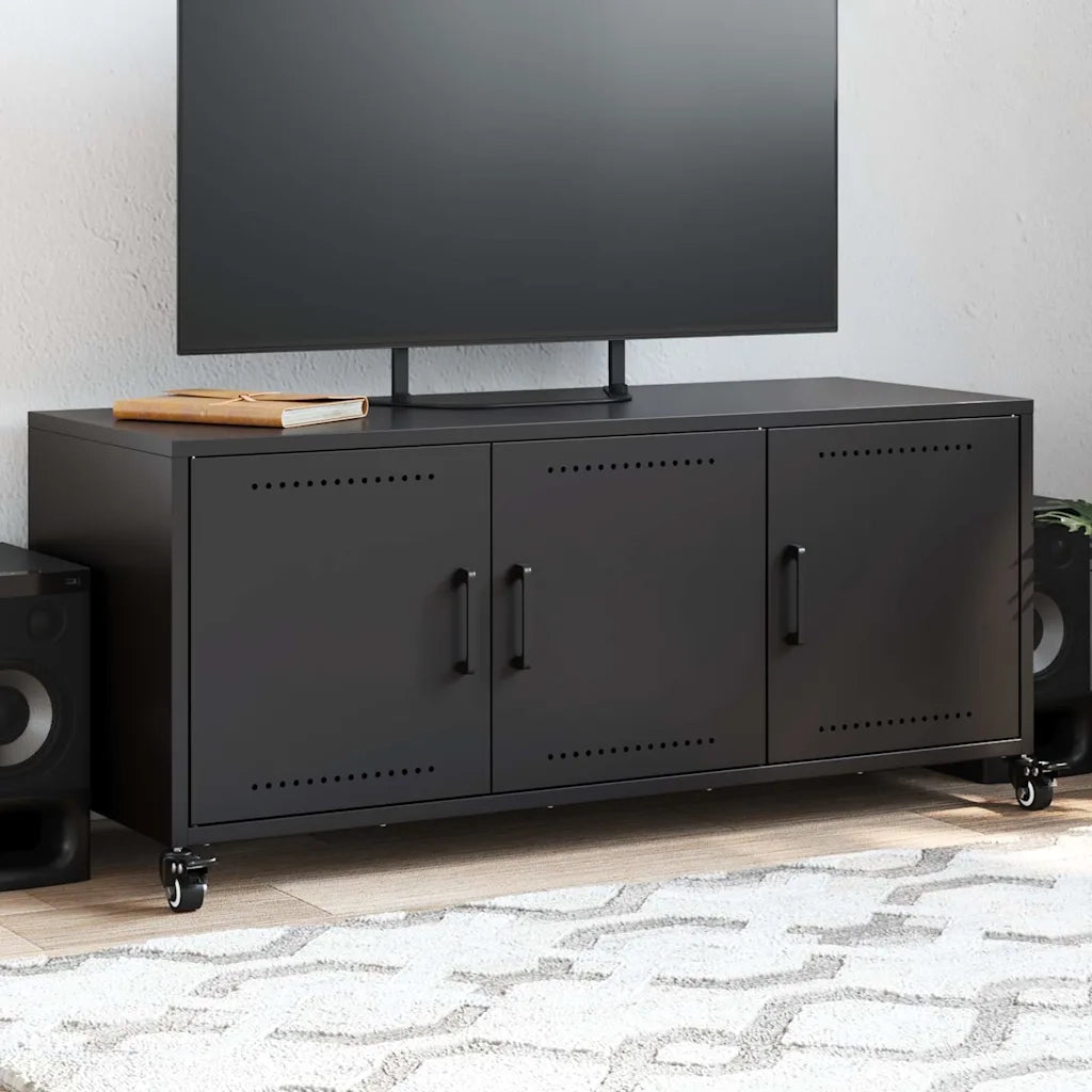 Mobile TV Nero 100,5x39x43,5 cm in Acciaio