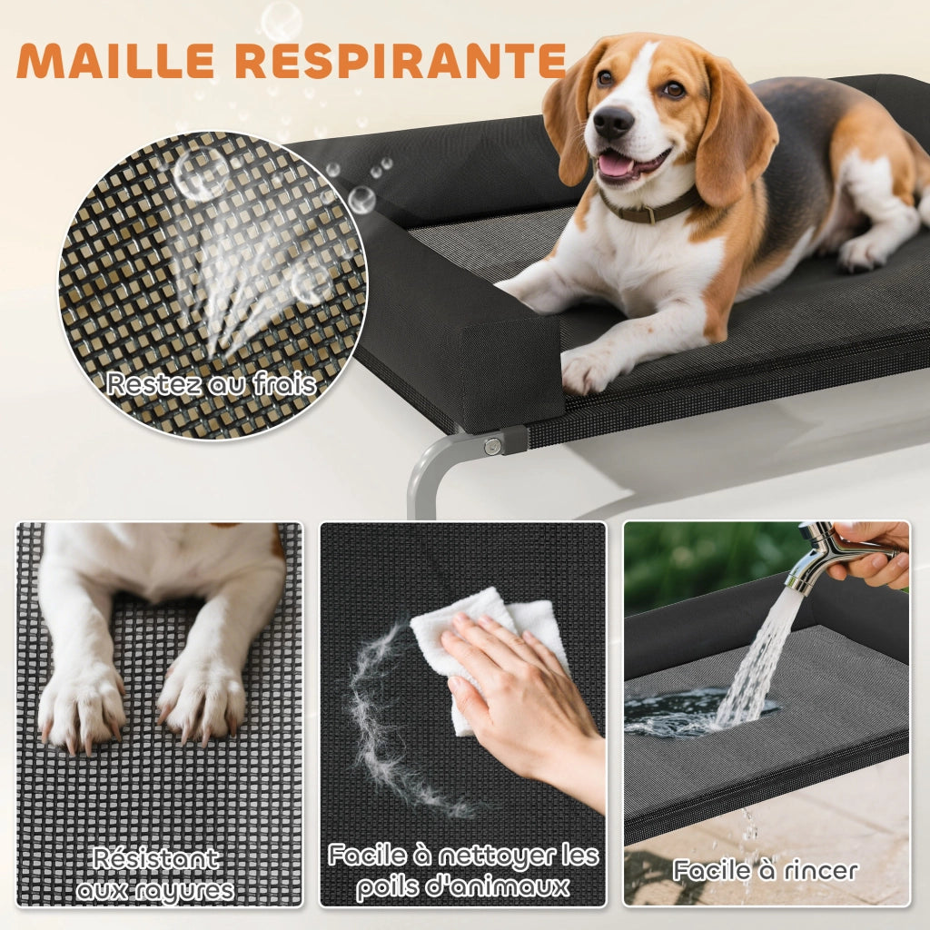 Letto per cani rialzato rinfrescante ¨C zephmum ¨C 110x75x30 cm nero