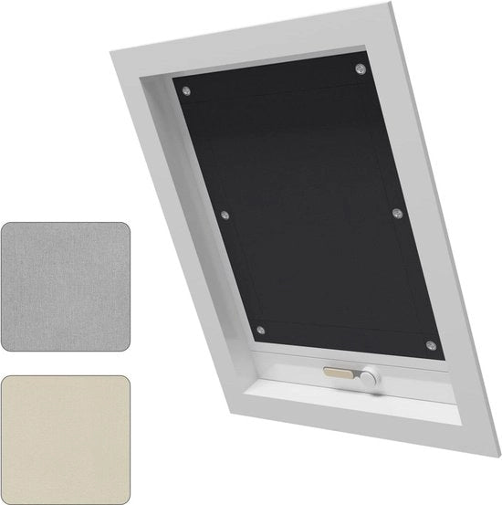 Rollesternezza per finestre da soffitto senza forare - tenda di oscuramento termica - protezione dal calore - 60 x 73 cm - tenda di oscuramento nera con adesivi