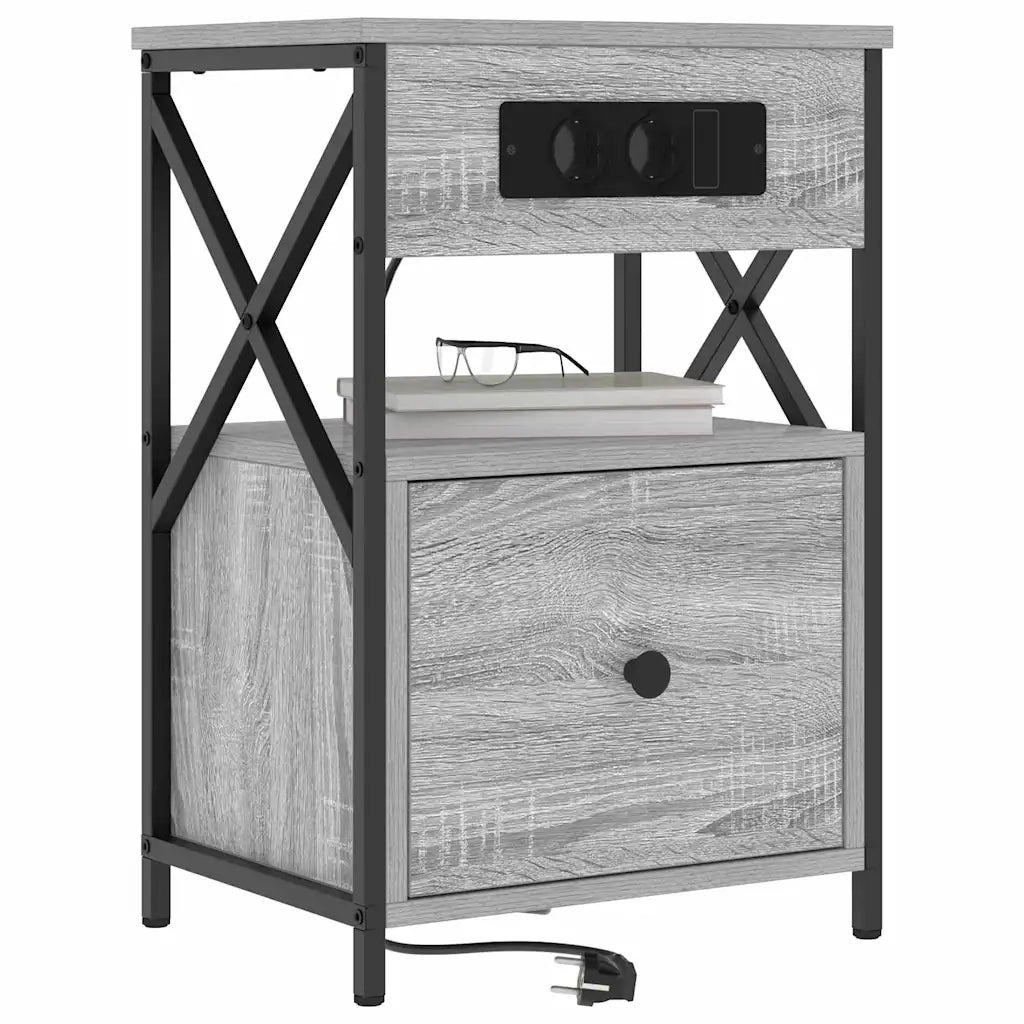 vidaXL Armadio da Notte con cassetto Grigio sonoma 40 x 31 x 60 cm