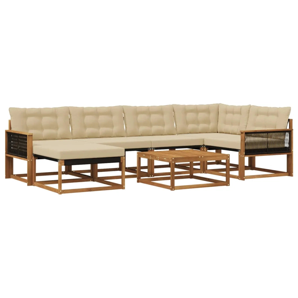 Set di divani da esterno con cuscino 7 pcs Naturale e Beige 3381553