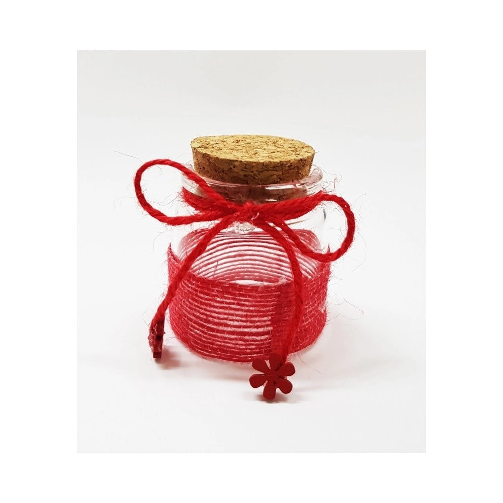 Trade Shop - Bomboniera Ampolla Colore Rosso In Vetro Con Tappo Sughero Nastro Porta Confetti -