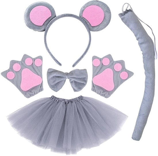 Costume per bambini da delfino 5 pezzi - Cappello - Gonna - Manopole - Tutù - Tela di alta qualità