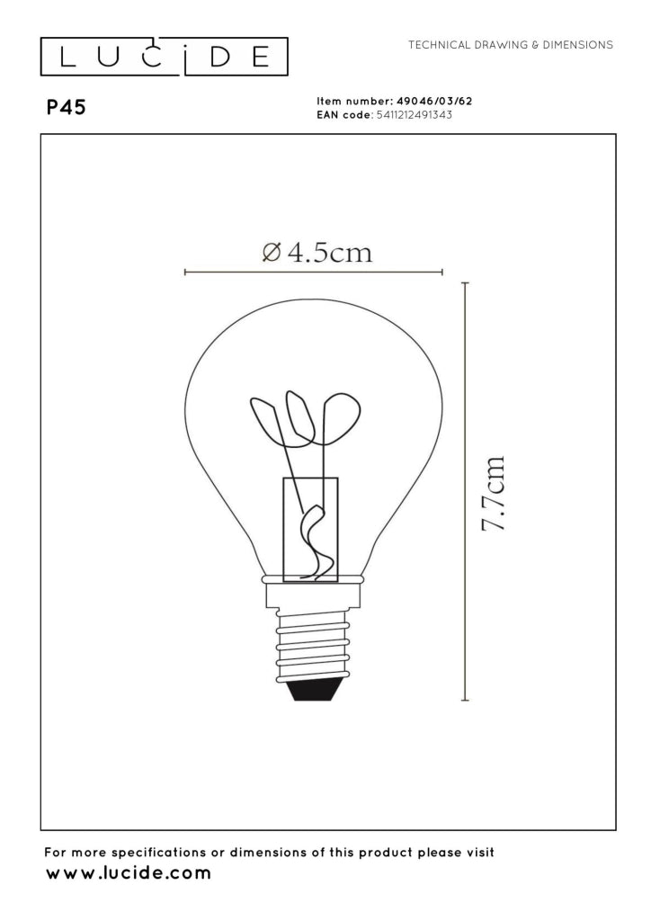 Lampadina LED filamento E14 3W ambra sfera Lucide
