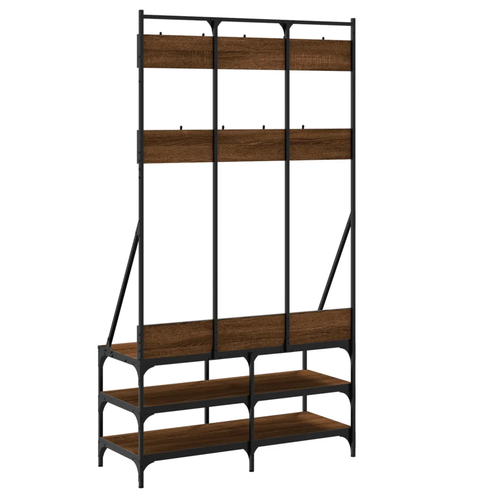 Appendiabiti con Porta Scarpe Rovere Marrone 100x40x184 cm CFW5171126
