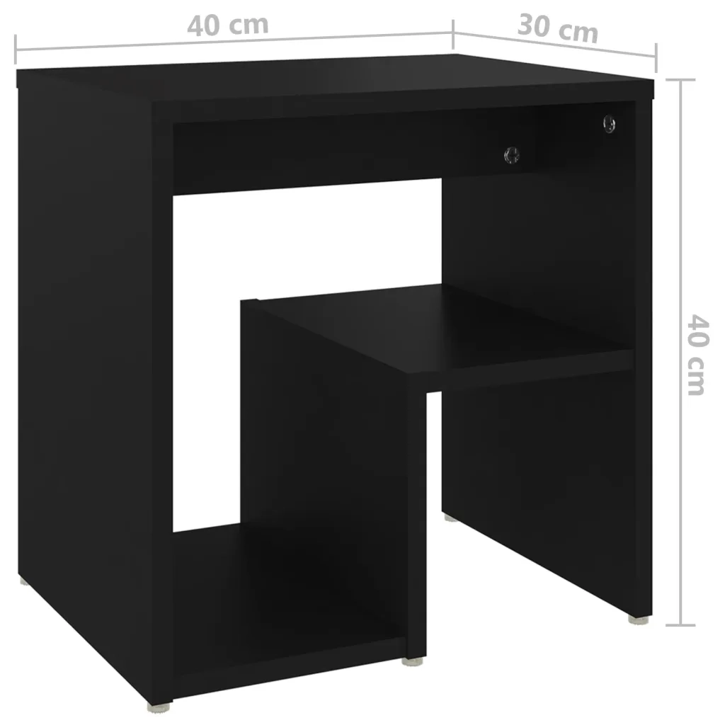 Comodino-Tavolino da notte Nero 40x30x40 cm in Legno Multistrato 164007