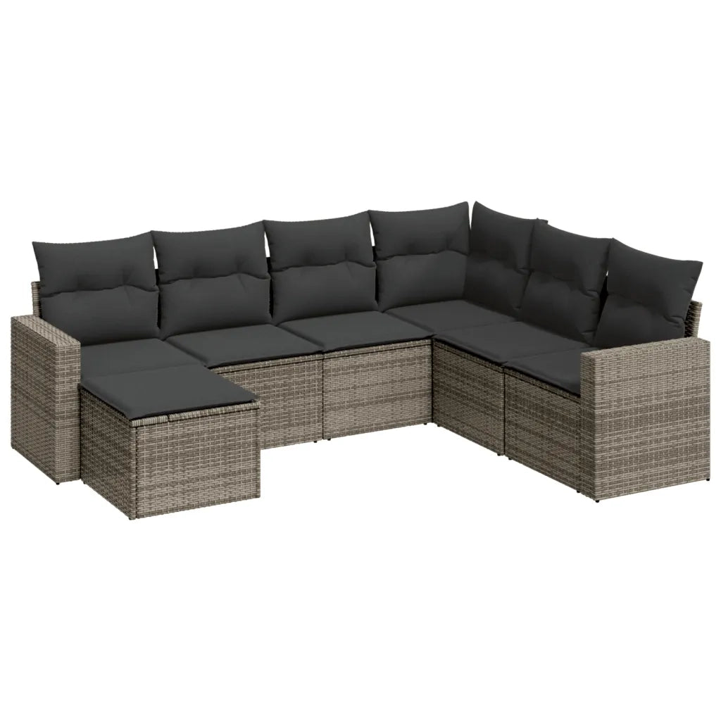 Set Divani da Giardino 7 pz con Cuscini Grigio in Polyrattancod mxl 88016