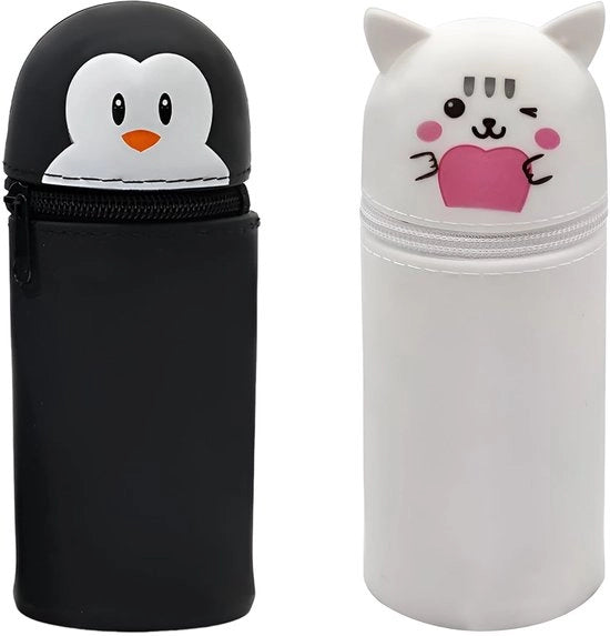 Set di 2 custodie in silicone, custodia 2-in-1 in silicone, custodia, custodia verticale (nero, bianco)