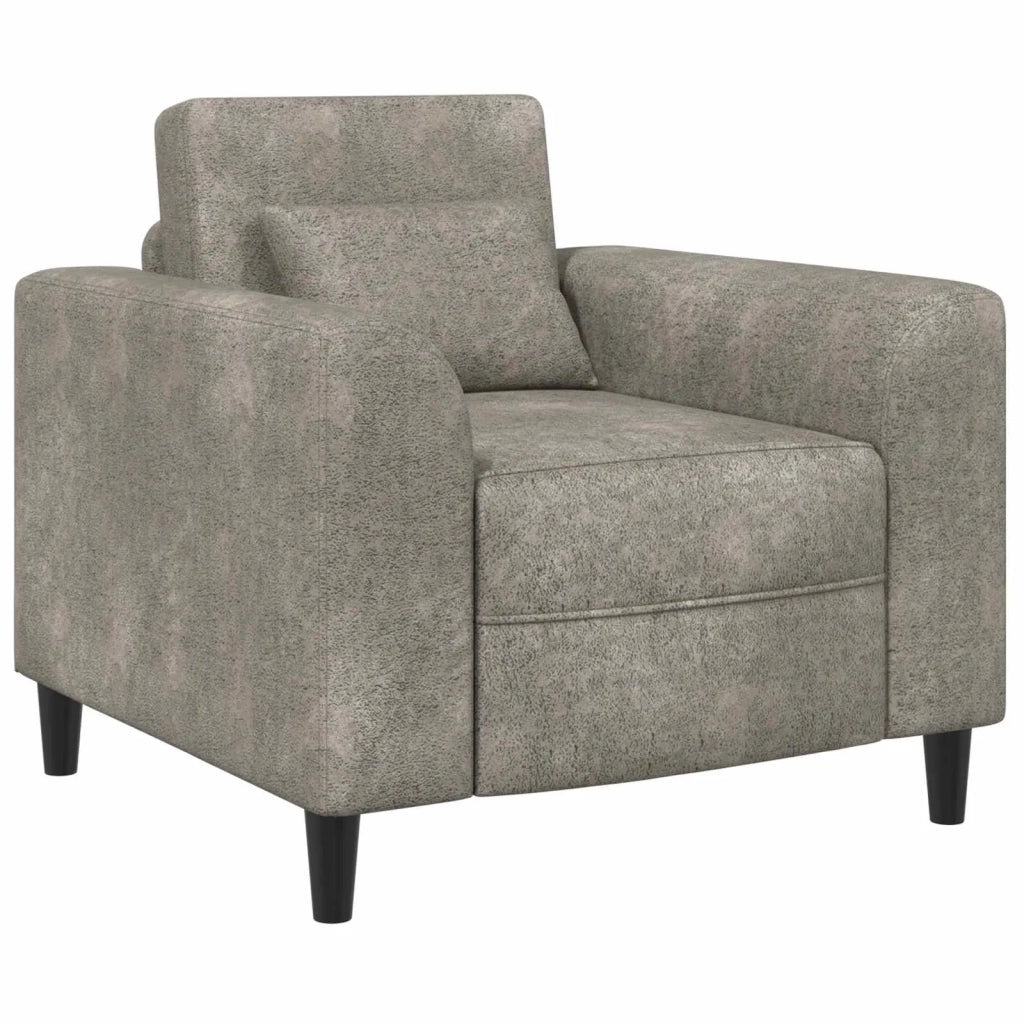 Poltrona Grigio Chiaro Pelle Scamosciata Sintetica 42042476