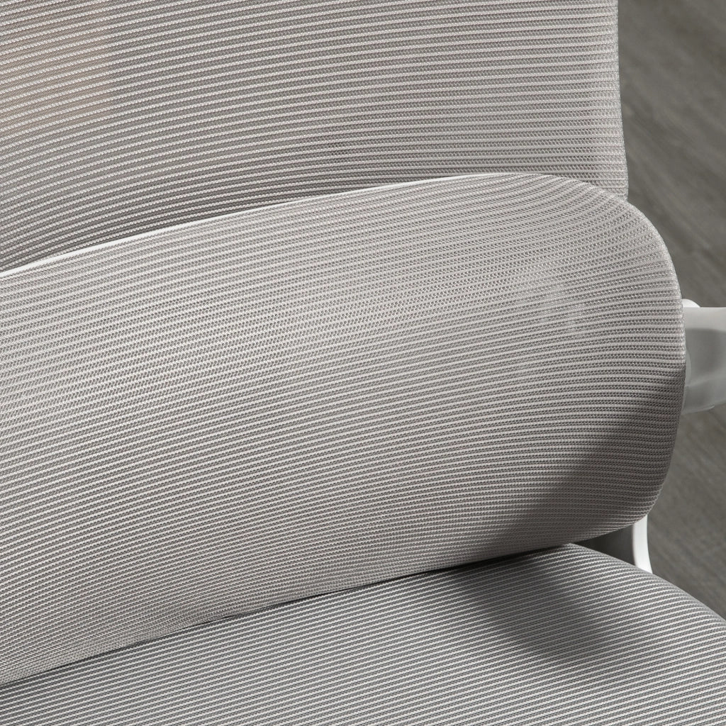 Sedia da ufficio ergonomica con braccioli, poggiatesta, funzione oscillante e supporto lombare in mesh grigio