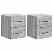 Mobiletto da notte a muro 2 pcs Grigio Sonoma 34,5 x 33 x 40 cm