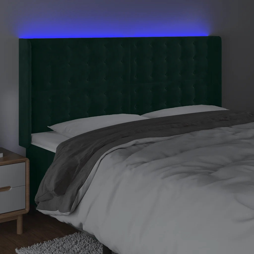 Testiera a LED Verde Scuro 183x16x118/128 cm in Velluto 3124545