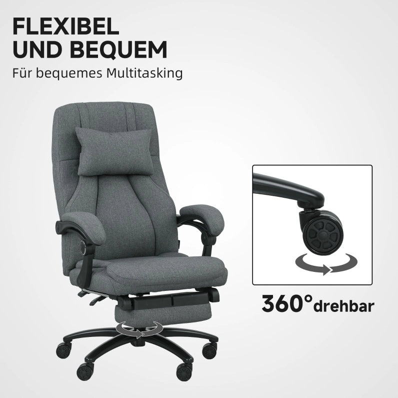 Poltrona da ufficio ergonomica con massaggio USB, grigio scuro