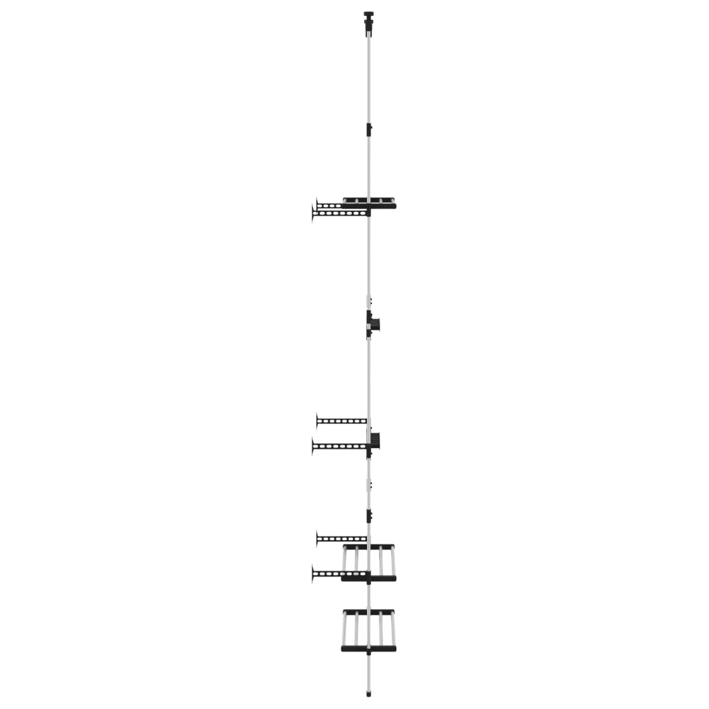 Rastrelliera Telescopica Giardino 3 Ripiani Argento Alluminio 344386