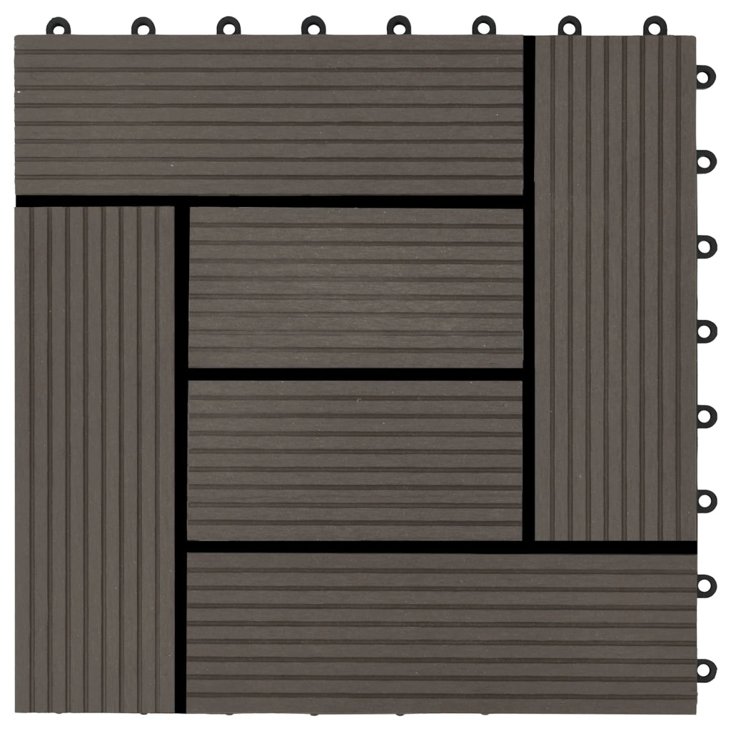 Piastrella per Decking 11 pz Marrone Scuro 30 x 30 cm WPC CFW4296243