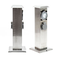 Colonna multipresa da giardino, con 2 prese, in acciaio, timer IP44 Palo presa multipla esterno