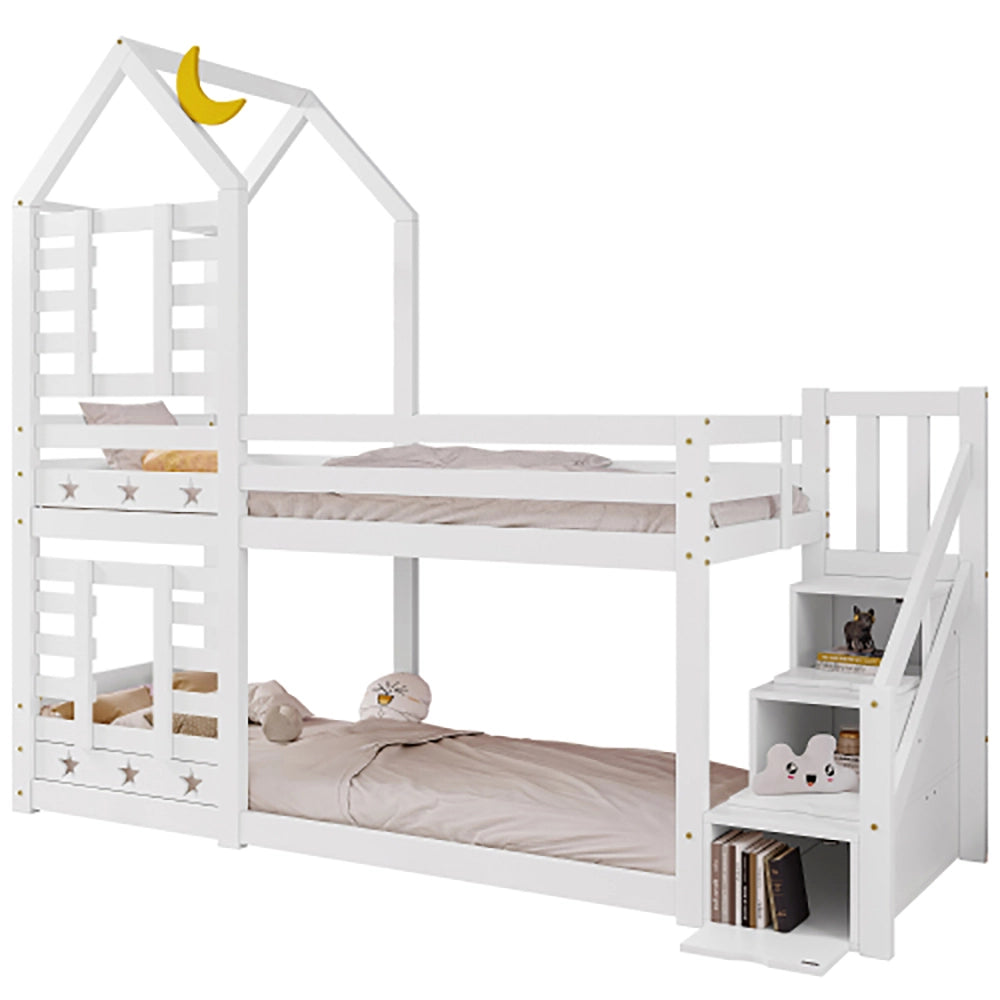 Lit a castello per bambini 90x200 cm con cassetto e protezione anti-caduta - Xylo