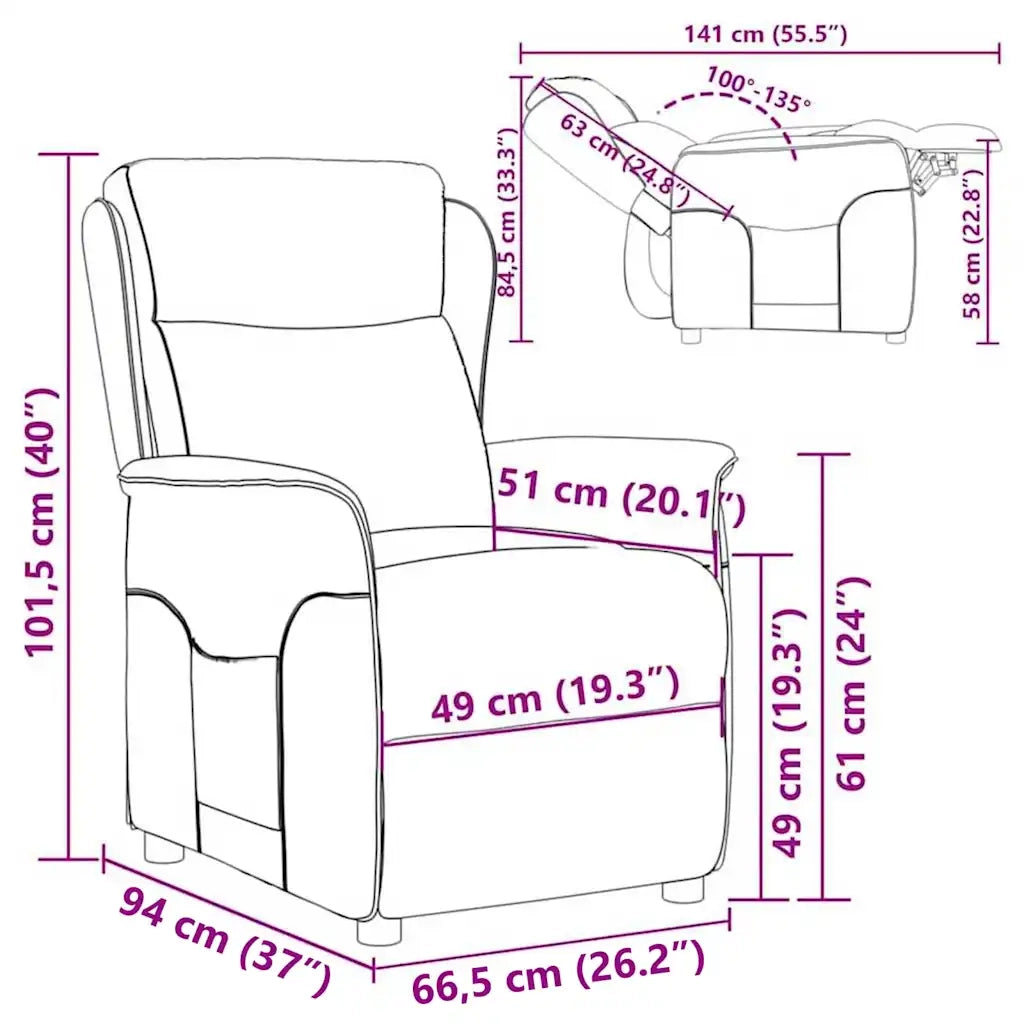 Poltrona reclinabile Crema 66.5 x 94 x 101.5 cm Poliestere 340161