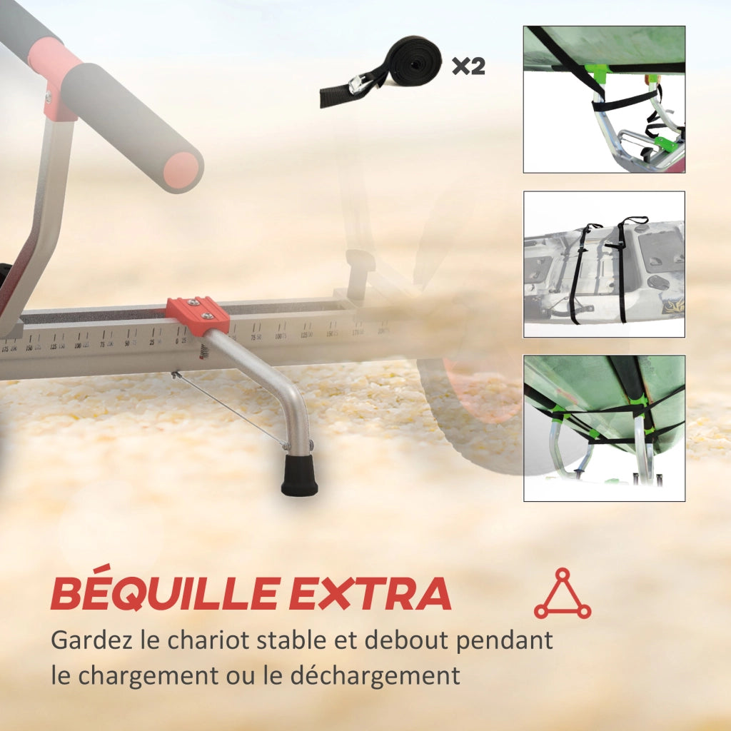 Carrello per Kayak SUP Canoe Regolabile ¨C Zephmum ¨C Alluminio Nero Rosso