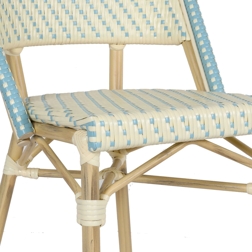 Sedia da giardino in rattan blu e alluminio