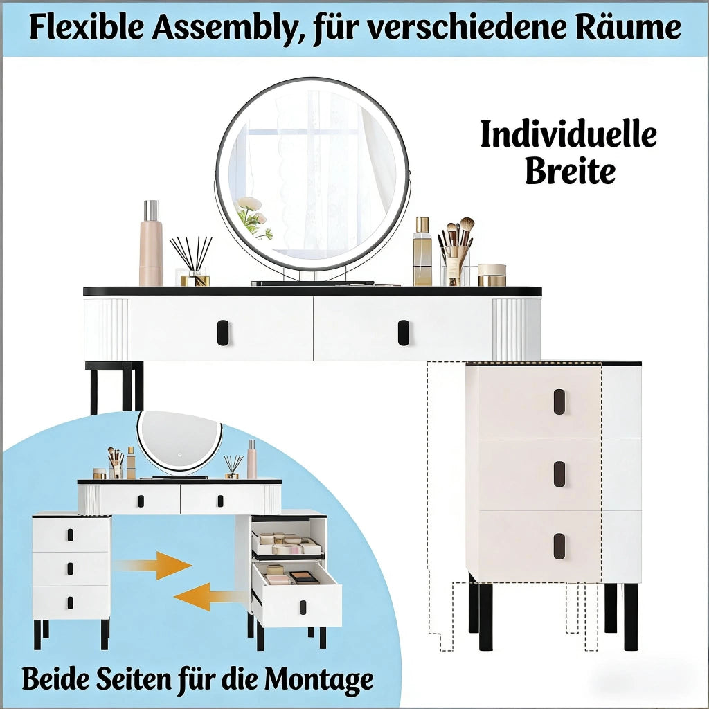 Tavolo da toeletta elegante multifunzione; scrivania con cassetto; fornito con sgabello